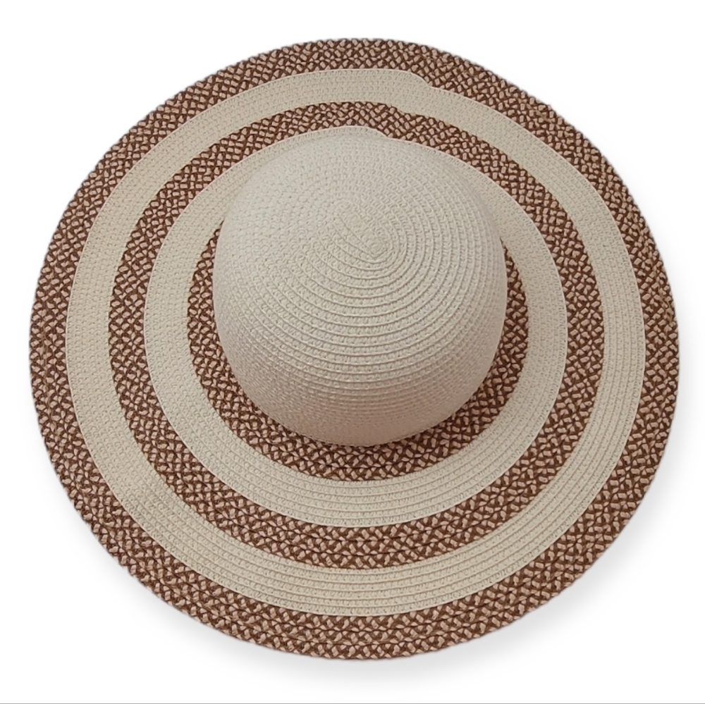 Magid Hats Beach Sun Hat Tan Cream Paper Straw Striped
